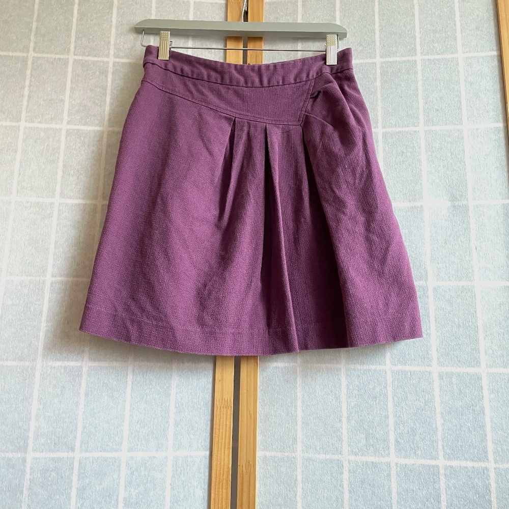 Anthropologie Tabitha Purple Textured Cotton Mini Skirt Pleated, Size 2